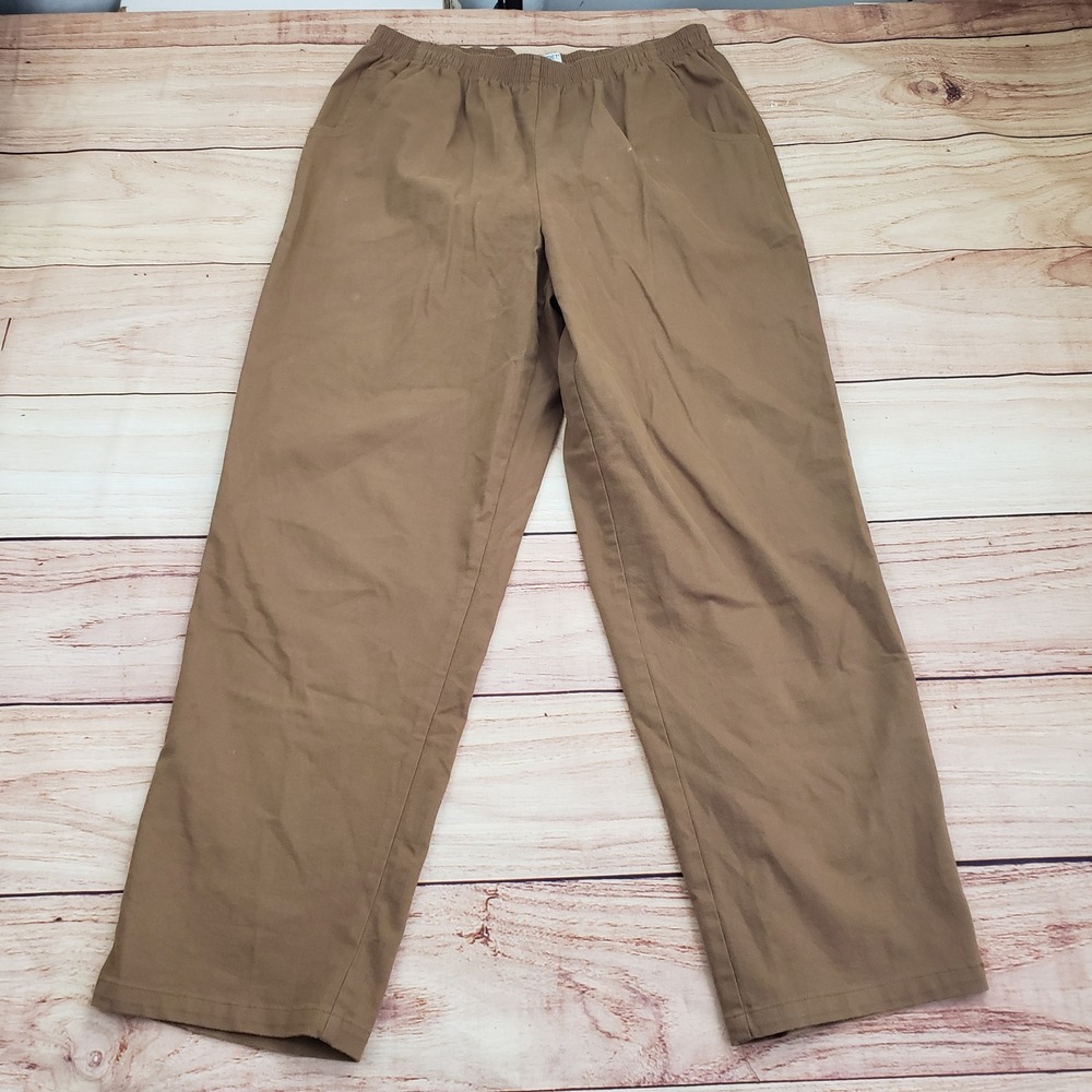 Koret City Blues Pants Womens 18 Brown‎ Elastic Waist Straight Leg Khaki Ladies